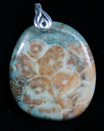 Green Fossil Coral Pendant - Million Years Old #7705